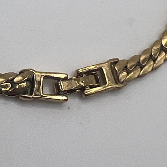 Vintage Goldtone Woven Chain Collar Necklace with Purple Cabochon - Picture 4 of 7